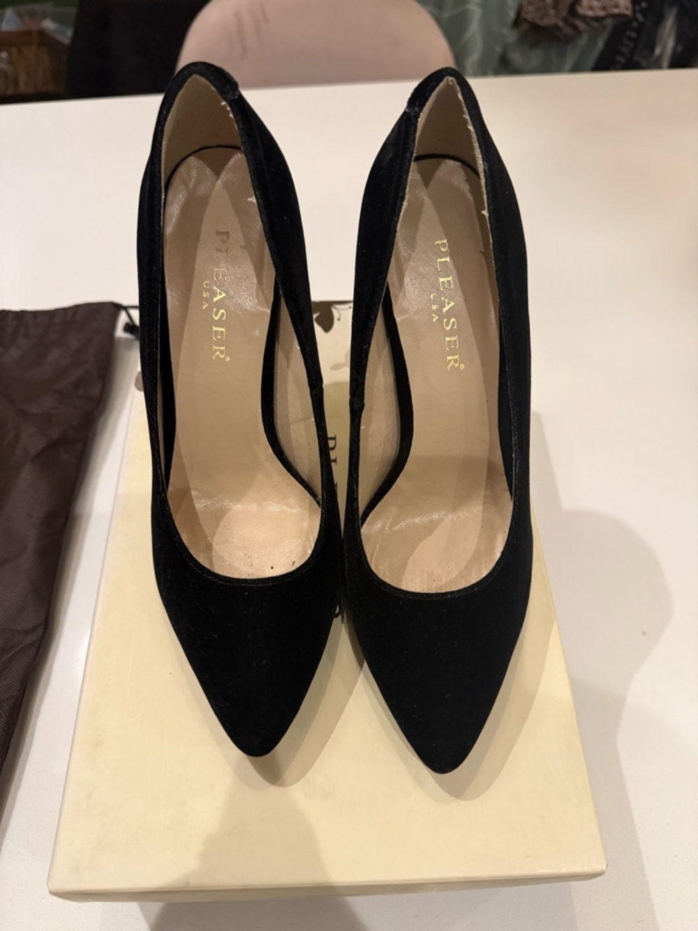 Pleaser Black Pointed-Toe Velvet Pumps